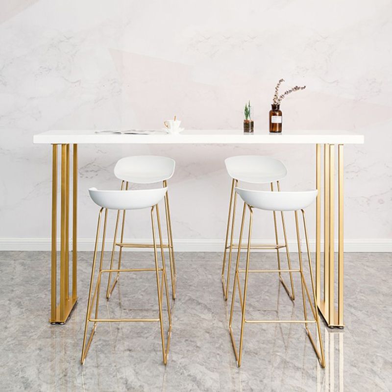 Glam Style Bar Table 42-inch Height Wood Top Bistro Table with Gold Pedestal Clearhalo 'Bar Furniture' 'Bar Tables' 'bar_tables' 'furn' 'furn_bar_tables' 'Furniture' 'Kitchen & Dining Furniture' 1200x1200_4ce82442-103a-46be-be52-81ff211db8e5