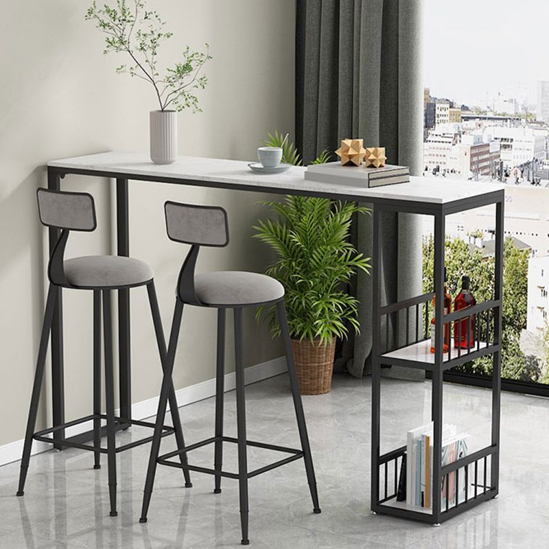 Glam Bar Pub Table Set 1/3 Pcs Stone Top Bar Table with Upholstered Stools Clearhalo 'Bar Furniture' 'furn' 'furn_home_bar_bar_sets' 'Furniture' 'Home Bars & Bar Sets' 'home_bar_bar_sets' 'Kitchen & Dining Furniture' 1200x1200_4ceaa121-f957-4b25-889d-a74e912b4427