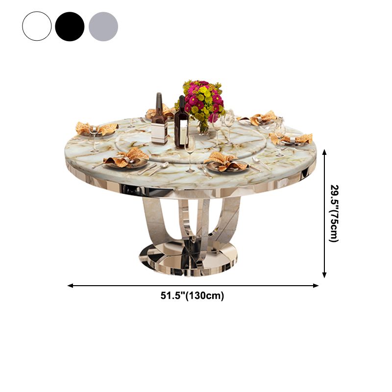 Luxury Style Marble Dining Table Metallic Single Pedestal Round Table for Home Clearhalo ' dining_table' 'Dining Tables & Seating' 'Dining Tables' 'furn' 'furn_dining_table' 'Furniture' 'furniture_dining_table' 'Kitchen & Dining Furniture' 'kitchen&dining_furn' 'kitchen' 'kitchen_dining_table' 1200x1200_4ceb1da2-fd44-452a-ba23-668f92b0e251