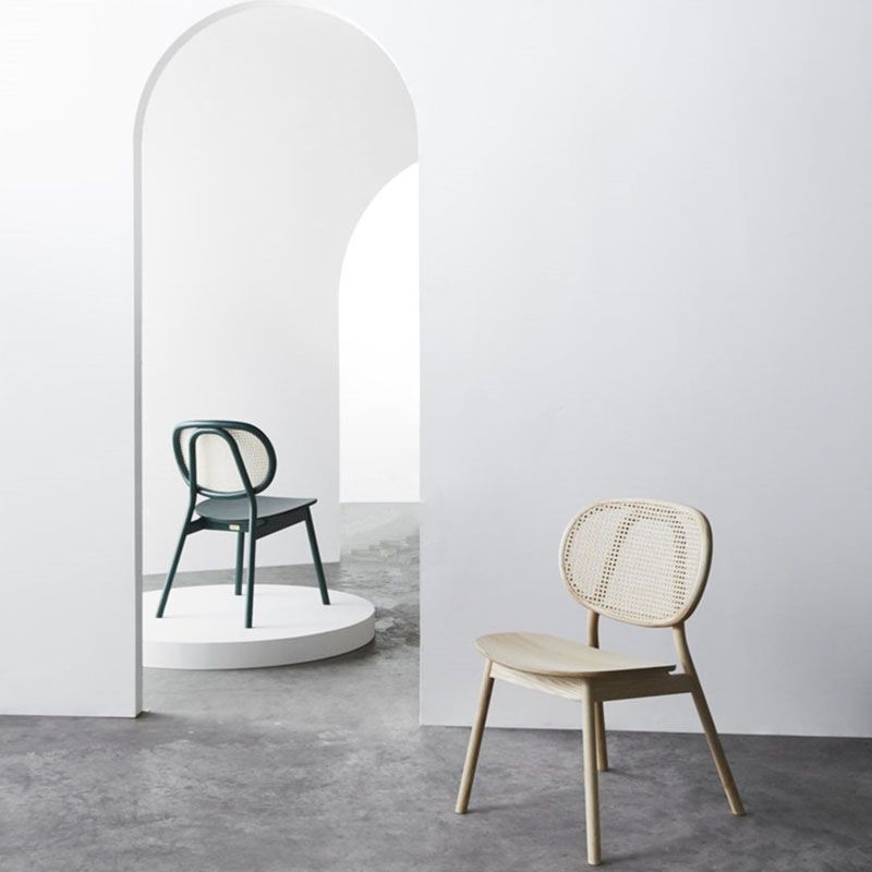 Silla de comedor de ratán contemporánea muebles laterales de comedor abiertos en acabado mate