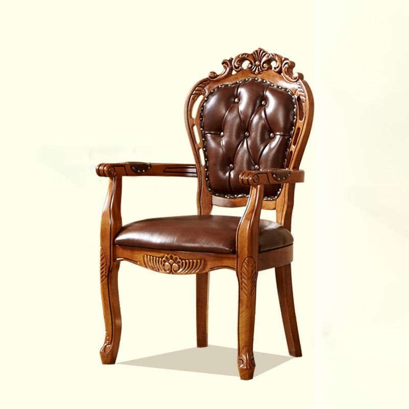 Traditional Solid Wood Dining Chair Leather Dining Arm Chair for Restaurant (Set of 2) Clearhalo ' kitchen&dining_furn' 'Dining Chairs' 'Dining Tables & Seating' 'dining_chair' 'furn' 'furn_dining_chair' 'Furniture' 'furniture_dining_chair' 'Kitchen & Dining Furniture' 'kitchen' 1200x1200_4ceee635-edcc-45a5-b04d-a5d32472a3c4