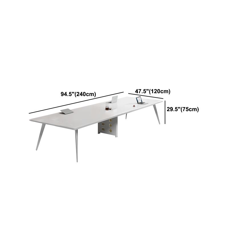 White Manufactured Wood Rectangular Desk Modern Cable Management Office Desk Clearhalo 'furn' 'furn_office_desk' 'Furniture' 'Office Desks' 'Office Furniture' 'office_desk' 1200x1200_4cf2f2fa-f175-47c4-a640-110f6dfd5f25