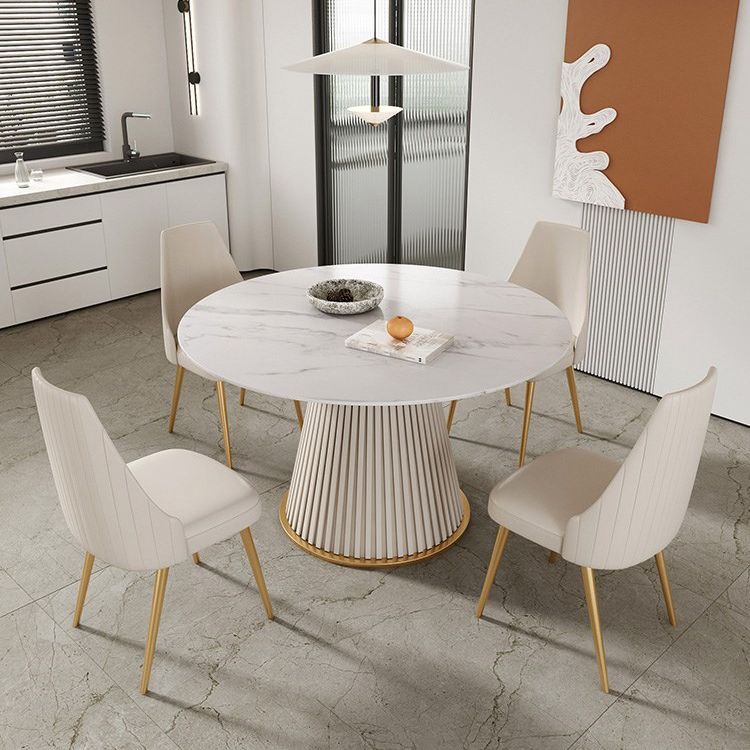 Traditional Luxury Dining Table Round Sintered Stone Table for Home Clearhalo 'Dining Tables & Seating' 'Dining Tables' 'dining_table' 'furn' 'furn_dining_table' 'Furniture' 'Kitchen & Dining Furniture' 1200x1200_4cf31fe1-4079-4fe0-a80a-0ef4c7bc62cd