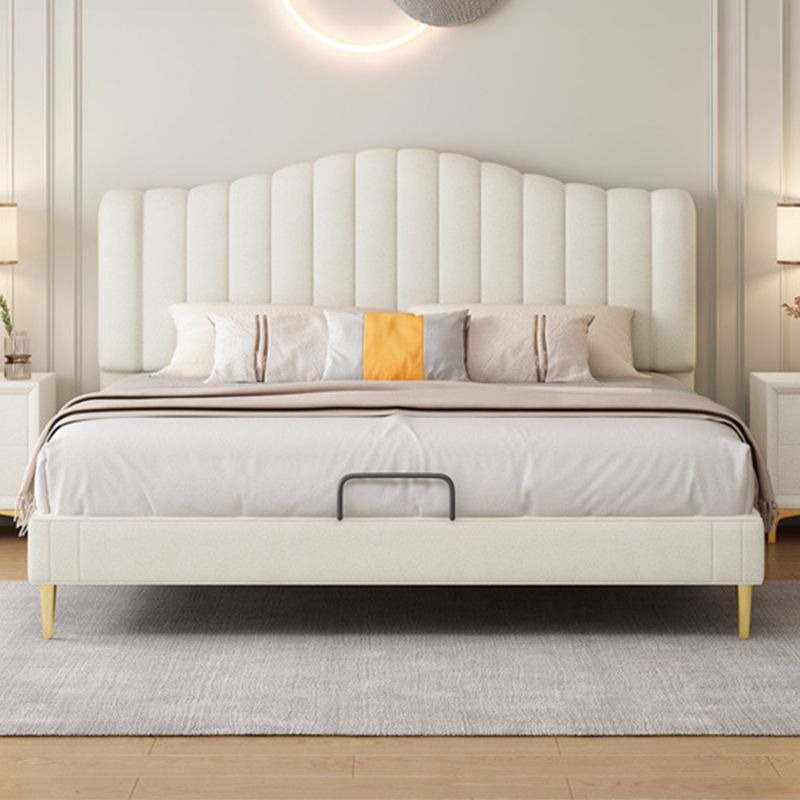 Soild Wood Bed with Camelback Panel Headboard and Metal Legs Clearhalo 'Bedroom Furniture' 'Beds' 'furn' 'furn_beds' 'Furniture' 1200x1200_4cf7f623-045d-4798-bcc7-a42a58b92546