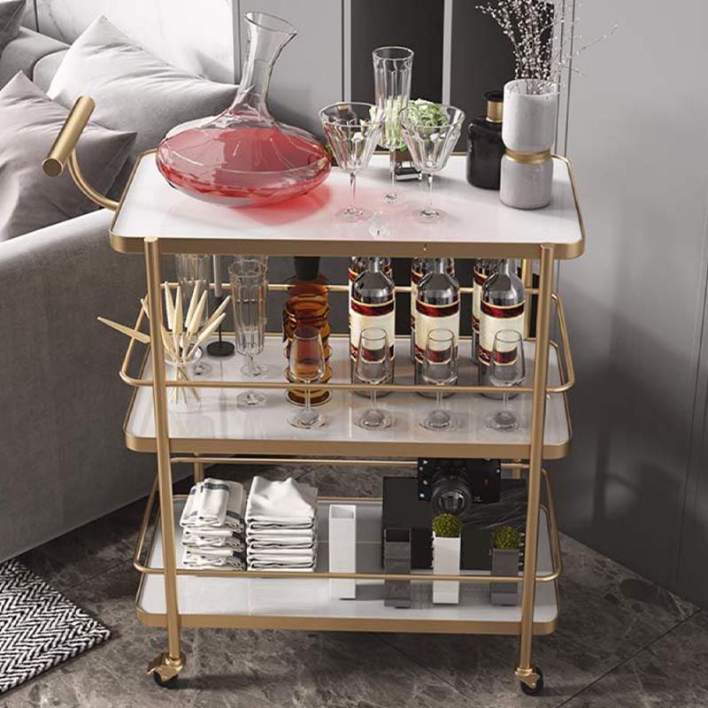 Modern 35.43"H Rolling Prep Table Rectangular Metal Prep Table