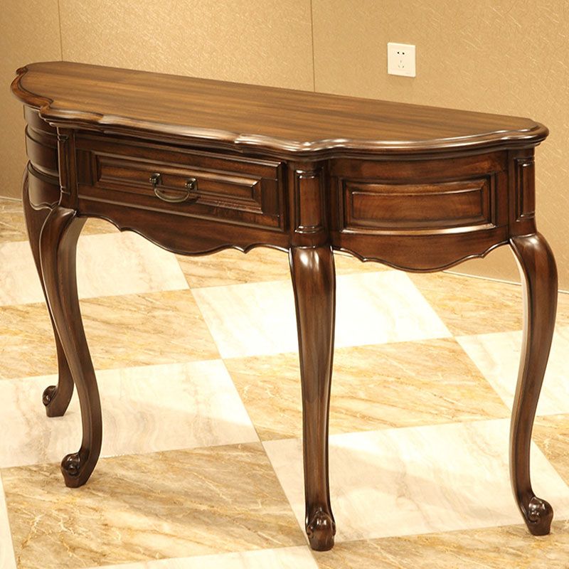 Free Form Shape Contemporary Console Table Brown Console Sofa Table for Hall