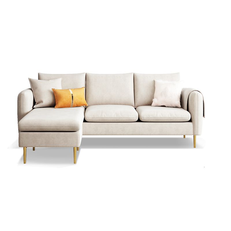 Scandinavian Velvet Sofa with 3 Pillows and Storage for Apartment Clearhalo 'furn' 'furn_sectionals' 'Furniture' 'furniture_sectionals' 'kitchen' 'kitchen_sectionals' 'Living Room Furniture' 'Sectionals' 1200x1200_4cfed1f5-bb63-4b64-84fe-82fde8f74f38