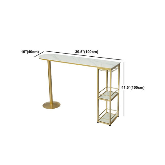 Indoor 1/2/3 Pieces Bar Table Set with Storage Glam Oval Table and Stools