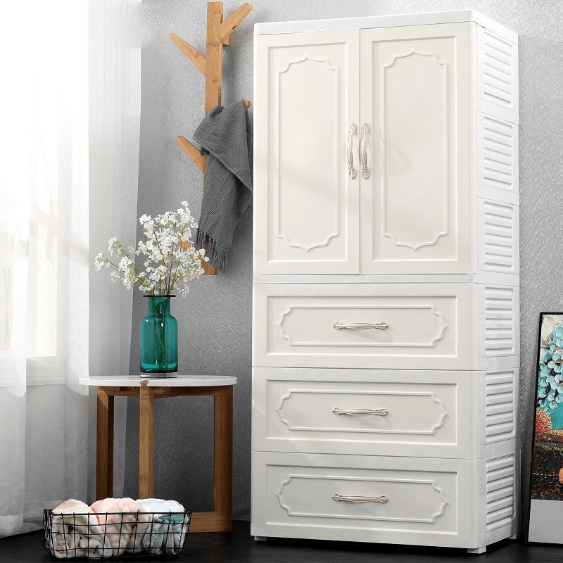 Contemporary Wardrobe Armoire with Drawer Plastic Wardrobe Cabinet Clearhalo 'Armoires & Wardrobes' 'armoires_wardrobes' 'Bedroom Furniture' 'furn' 'furn_armoires_wardrobes' 'Furniture' 1200x1200_4d005c15-ea96-4994-a6f7-29561711b475