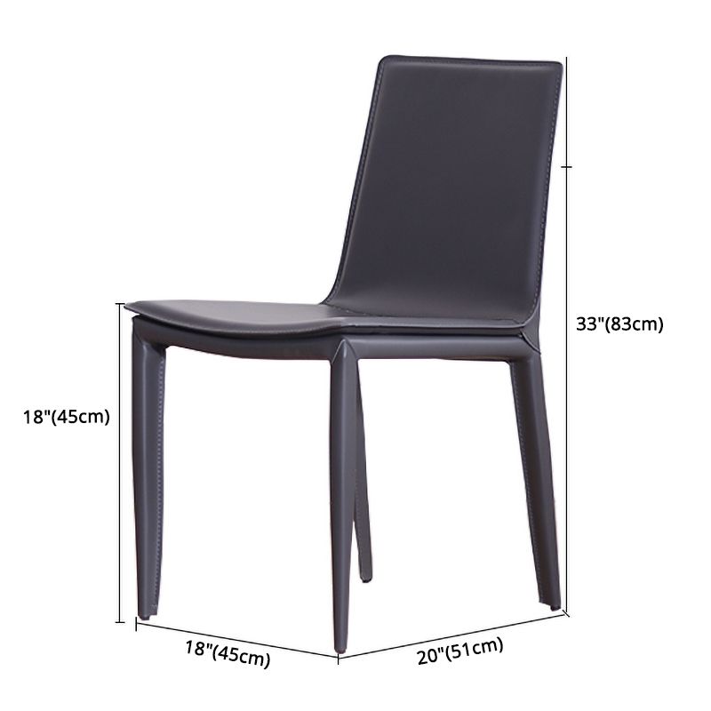 Contemporary Style Leather Dining Side Chair Solid Back Armless Side Chair Clearhalo ' kitchen&dining_furn' 'Dining Chairs' 'Dining Tables & Seating' 'dining_chair' 'furn' 'furn_dining_chair' 'Furniture' 'furniture_dining_chair' 'Kitchen & Dining Furniture' 'kitchen' 1200x1200_4d00d540-9562-4a21-b3b9-b32b83895341