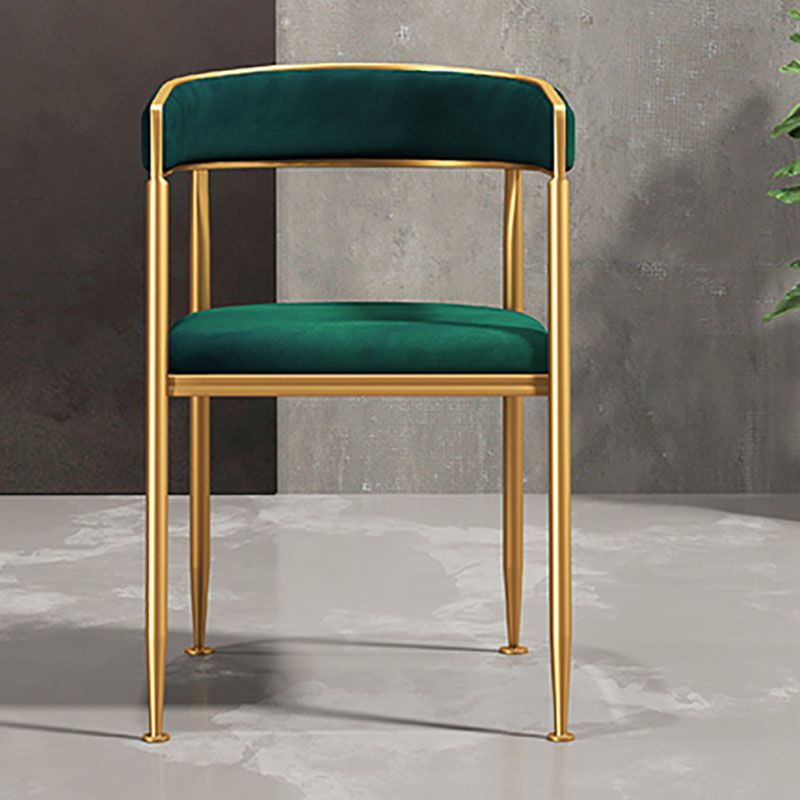 Glam Gold Metal Arm Chair Open Back Dining Side Chair with Upholstered Clearhalo 'Dining Chairs' 'Dining Tables & Seating' 'dining_chair' 'furn' 'furn_dining_chair' 'Furniture' 'furniture_dining_chair' 'Kitchen & Dining Furniture' 1200x1200_4d019a9c-9f7b-4143-8d2b-208348feb210