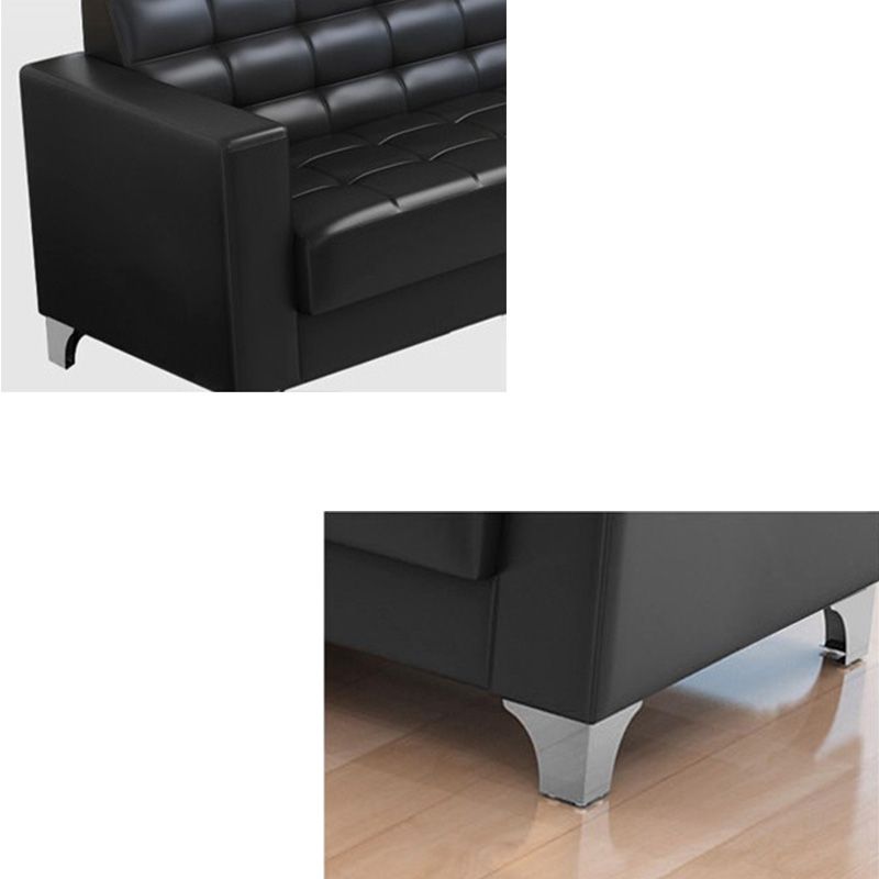 Square Arm Biscuit Back Sofa Industrial 1/3-seater Faux Leather Sofa