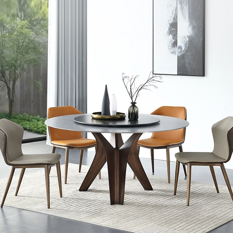 Tavolo da pranzo in pietra rotonda bianca nera mobili moderni con base di piedistallo