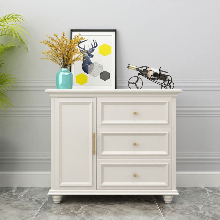 Contemporary White Buffet Sideboard Solid Wood Sideboard Cabinet with Drawers and Doors Clearhalo 'buffet_sideboard' 'Buffets & Sideboards' 'furn' 'furn_buffet_sideboard' 'Furniture' 'Kitchen & Dining Furniture' 1200x1200_4d02c076-4b91-475d-9a08-e149545f3890