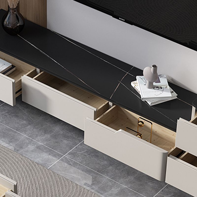 Modern Marble TV Media Stand 16" W Enclosed Storage TV Stand with Drawers Clearhalo 'furn' 'furn_tv_stands_entertainment_centers' 'Furniture' 'Living Room Furniture' 'TV Stands & Entertainment Centers' 'TV Stands & Media Storage Furniture' 'tv_stands_entertainment_centers' 1200x1200_4d039915-7fed-4ba5-a943-7e71868ad8bb