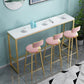 1/4 pièces Glam Glam Iron Bar Table Set Rectangle White Faux Marble Bistro Ensemble avec repose-pieds