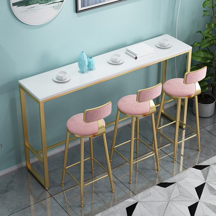 1/4 pièces Glam Glam Iron Bar Table Set Rectangle White Faux Marble Bistro Ensemble avec repose-pieds