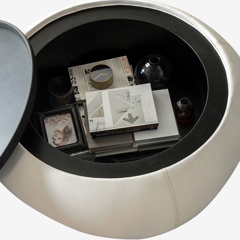 Moderno tavolino di caffè rotondo in legno verde/arancione/arancione con deposito