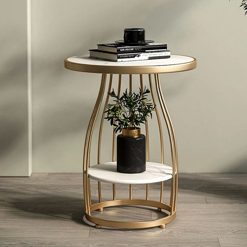 24.8 inch Tall Frame Metal Side Table with Shelf Glam Side End Table Clearhalo 'Coffee & Accent Tables' 'End & Side Tables' 'end_side_tables' 'furn' 'furn_end_side_tables' 'Furniture' 'Living Room Furniture' 1200x1200_4d0790de-73cd-43ca-be09-5dfe6ddc5742