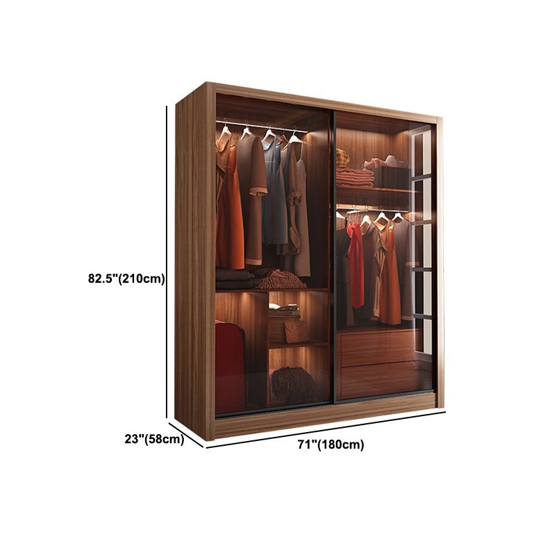 Mirrored Finish Cabinet with Glass Door Modern Brown Wardrobe for Home Clearhalo 'Armoires & Wardrobes' 'armoires_wardrobes' 'Bedroom Furniture' 'furn' 'furn_armoires_wardrobes' 'Furniture' 1200x1200_4d082464-bf0e-411a-9534-5c1e60ff723a