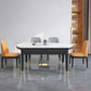 Moderne uitschuifbare eettafel, wit rond stenen tafelblad voor eetkamer