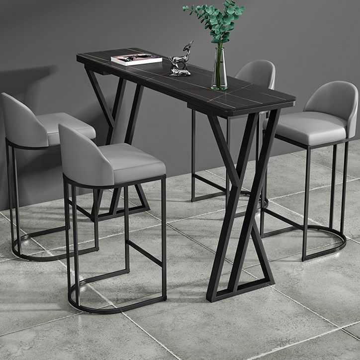 Industriële dubbele voetstuk bistro tafels steen rechthoekige pubtafel voor binnen