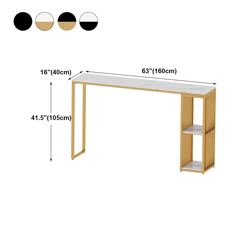 Marble Bistro Bar Desk with Rectangle Table Top Double Pedestal Table - 41.3" H Clearhalo 'Bar Furniture' 'Bar Tables' 'bar_tables' 'furn' 'furn_bar_tables' 'Furniture' 'furniture_bar_tables' 'Kitchen & Dining Furniture' 1200x1200_4d0a5669-72f7-4286-98b1-04025d53a761