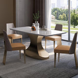 デザイナースタイルの大理石トップダイニングセット長方形1/4/5ピースダイニングルームテーブルセット