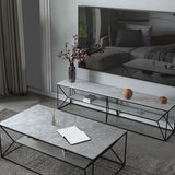 Console multimediale di pietra contemporanea Open Storage 2 ripiani TV console