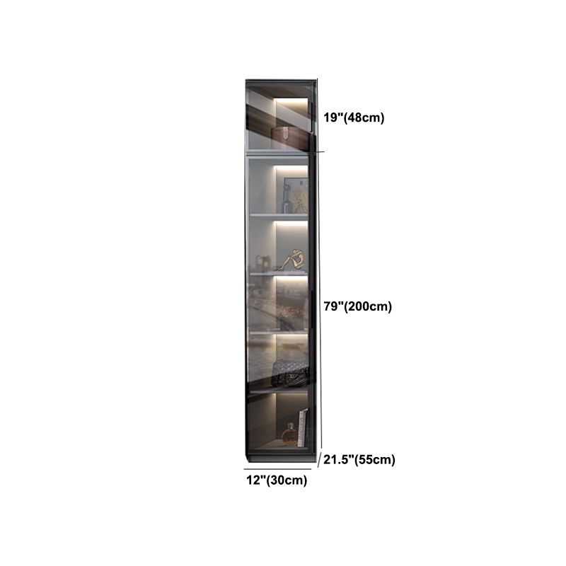Black Manufactured Wood Cabinet with Glass Doors Modern Storage Cabinet Clearhalo 'Armoires & Wardrobes' 'armoires_wardrobes' 'Bedroom Furniture' 'furn' 'furn_armoires_wardrobes' 'Furniture' 1200x1200_4d10789e-4298-4501-aee6-6da5c8ad8fc7