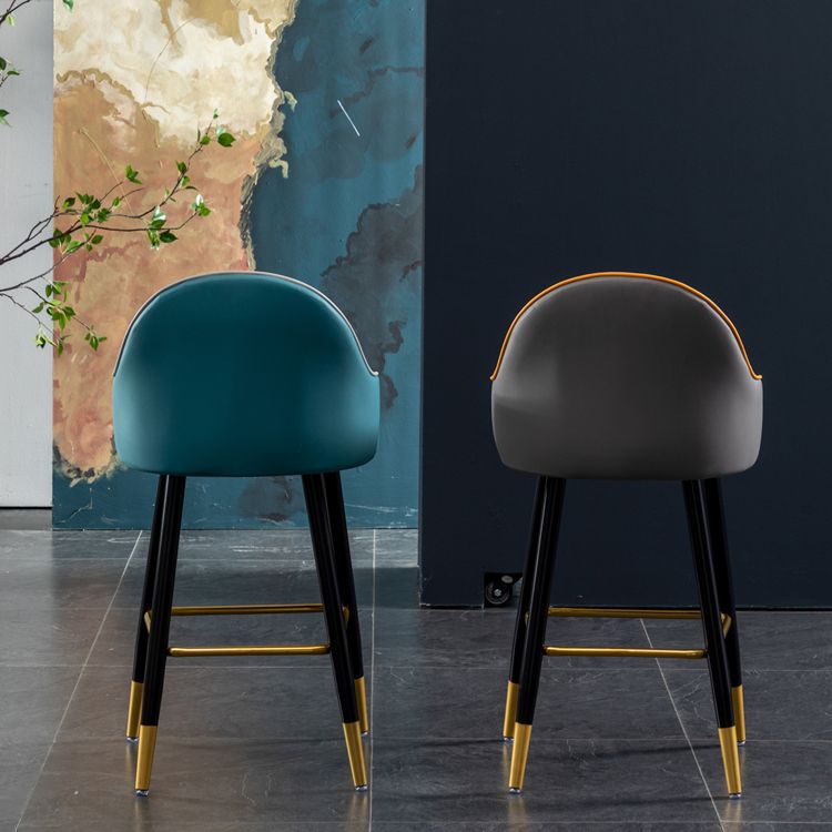 Contemporary Metal Leather Bar Stools Indoor Barstool with Footrest and Low Back Clearhalo 'Bar Furniture' 'Bar Stools' 'bar_stools' 'furn' 'furn_bar_stools' 'furniture_bar_stools' 'Kitchen & Dining Furniture' 'kitchen&dining_furn' 'kitchen' 'kitchen_furn' Furniture' 1200x1200_4d10a3e8-dca1-4339-be05-8fae2b813a6b