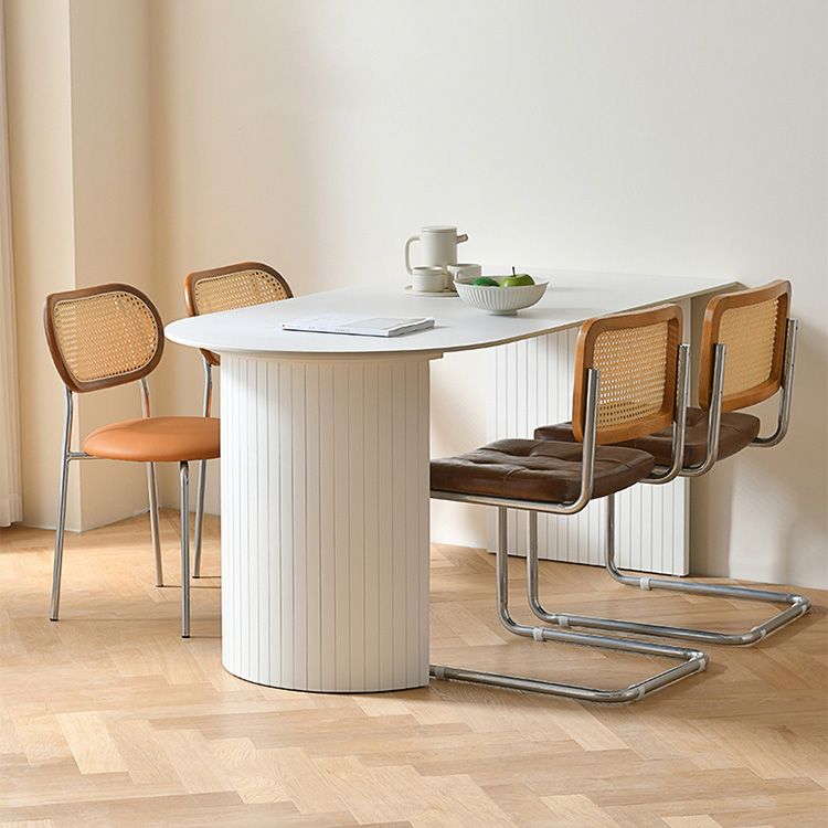 Tavolo da pranzo moderno in pietra Tavolo con doppio piedistallo per sala da pranzo