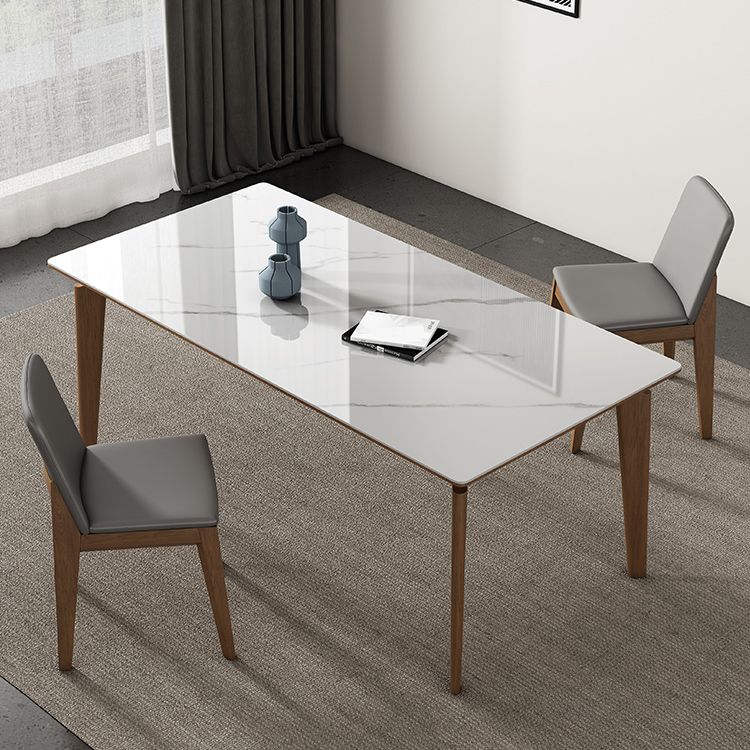 Mid-Century Modern Rectangle Dining Table White Sintered Stone Table with 4 Ash Solid Wood Legs Clearhalo ' dining_table' 'Dining Tables & Seating' 'Dining Tables' 'furn' 'furn_dining_table' 'Furniture' 'furniture_dining_table' 'Kitchen & Dining Furniture' 'kitchen&dining_furn' 'kitchen' 'kitchen_dining_table' 1200x1200_4d1464e4-6ace-4d65-b1b5-5599fe672ea3