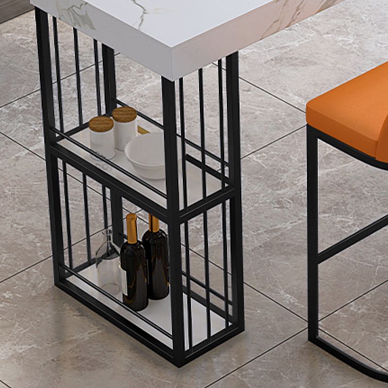 Stone Top Rectangle Bar Table with Metal Storage Base for Home Clearhalo 'Bar Furniture' 'Bar Tables' 'bar_tables' 'furn' 'furn_bar_tables' 'Furniture' 'Kitchen & Dining Furniture' 1200x1200_4d15bc5d-a0fe-452f-9df6-43daa7a0ccf4