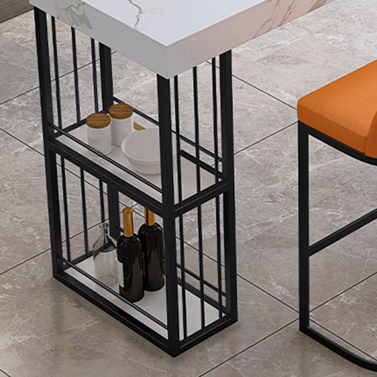 Steen bovenste rechthoekige staaftafel met metalen opslagbasis voor huis