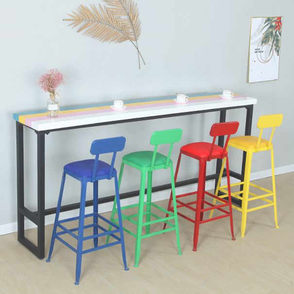 Industrial Wood Bar Table with Rectangle Table Top Trestle Table - 42" H Clearhalo 'Bar Furniture' 'Bar Tables' 'bar_tables' 'furn' 'furn_bar_tables' 'Furniture' 'furniture_bar_tables' 'Kitchen & Dining Furniture' 1200x1200_4d18ccc2-50f2-4c44-96a5-5091794978af
