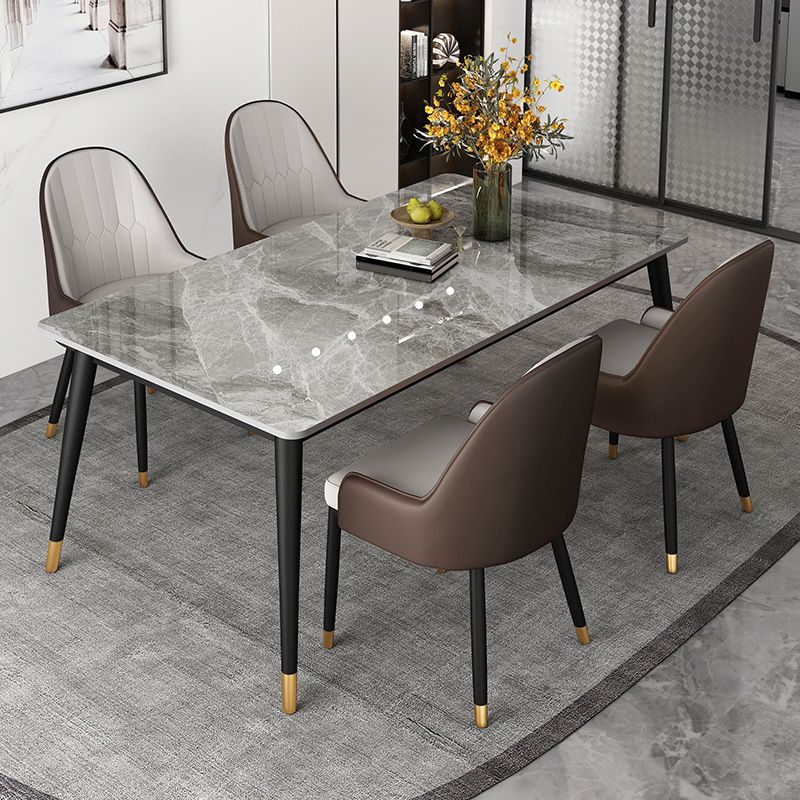 Modern Dining Table Black Frame Stone Dining Table for Dinner Room Clearhalo 'Dining Tables & Seating' 'Dining Tables' 'dining_table' 'furn' 'furn_dining_table' 'Furniture' 'Kitchen & Dining Furniture' 1200x1200_4d1c5dd2-13e3-4035-a1a8-57e6e4479e2d