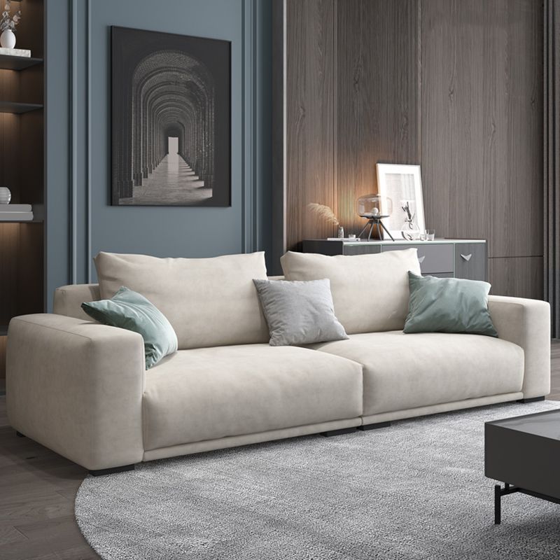 Modernism Cushions Sofa & Chaise 33.46" H Faux Leather Loose Back Sofa in White Clearhalo 'furn' 'furn_sectionals' 'Furniture' 'furniture_sectionals' 'Living Room Furniture' 'Sectionals' 1200x1200_4d1d0d48-50e9-4dce-b496-584b5e42628b