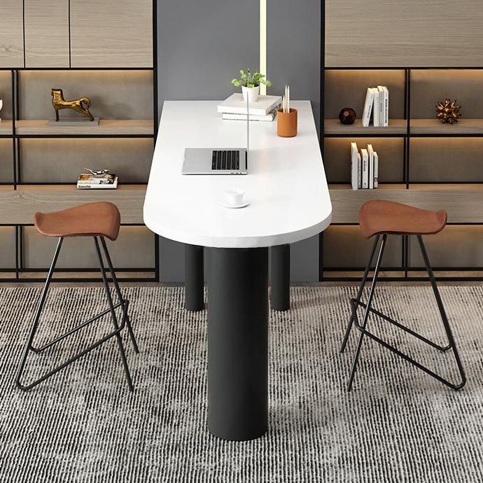Industrial Wood Bar Table Set 1/3/4 Pcs White Free Form Bar Table with Leather Stools Clearhalo 'Bar Furniture' 'furn' 'furn_home_bar_bar_sets' 'Furniture' 'Home Bars & Bar Sets' 'home_bar_bar_sets' 'Kitchen & Dining Furniture' 1200x1200_4d203023-4bcc-49f2-aa5e-b5fcc054687f