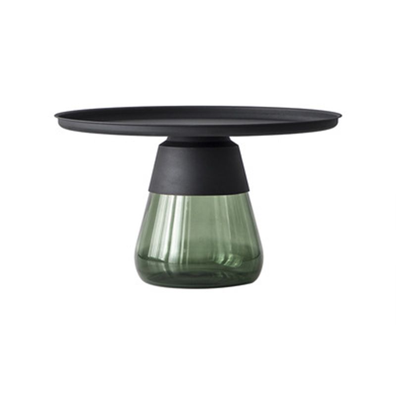 Modern Style Black/gold Metal Countertop Glass Base Grey/green Round Side Table Clearhalo 'Coffee & Accent Tables' 'End & Side Tables' 'end_side_tables' 'furn' 'furn_end_side_tables' 'Furniture' 'Living Room Furniture' 1200x1200_4d211c7f-30c4-4137-941c-7d6036665205