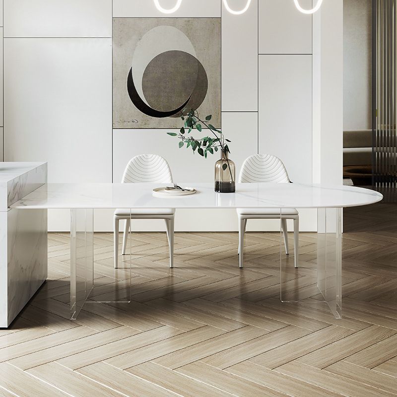 Acrylic Contemporary Free Form Dining Table Sintered Stone Top Table for Dining Room Clearhalo ' dining_table' 'Dining Tables & Seating' 'Dining Tables' 'furn' 'furn_dining_table' 'Furniture' 'furniture_dining_table' 'Kitchen & Dining Furniture' 'kitchen&dining_furn' 'kitchen' 'kitchen_dining_table' 1200x1200_4d22a2ef-36dd-4f4c-b952-378934022f1a