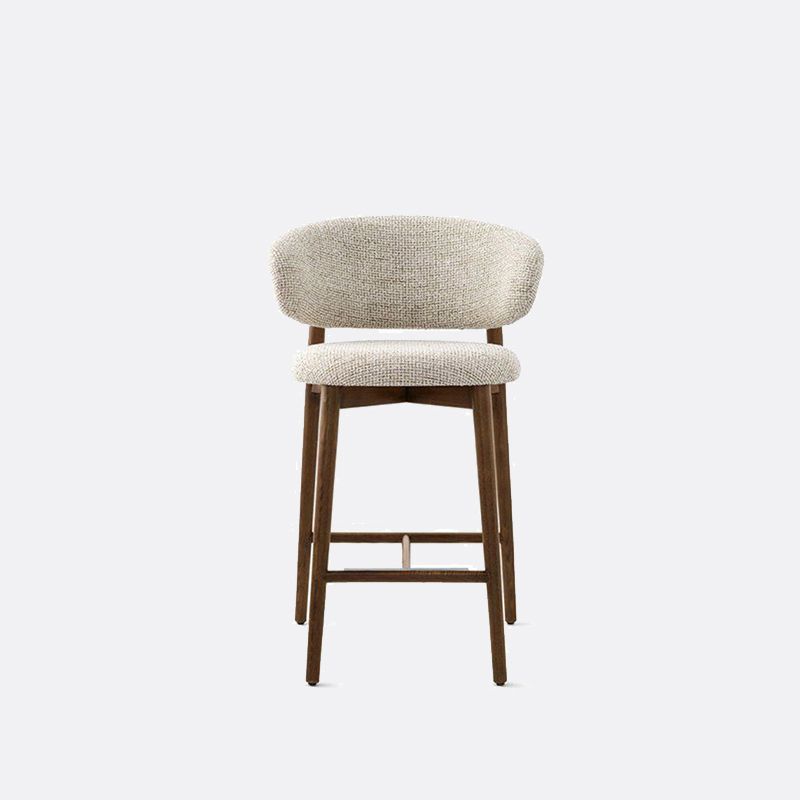 Solid Wood Dining Stools White Upholstered Bar Stools with Footrest