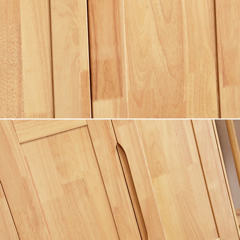 Rubber Wood Wardrobe Cabinet Contemporary Closet Back Hinged Wardrobe