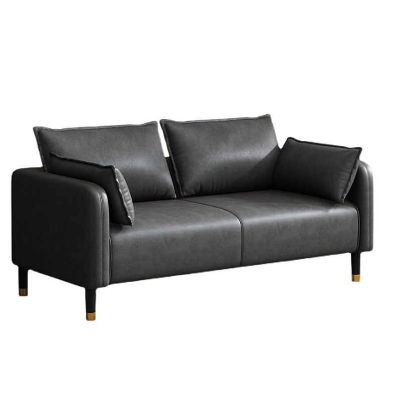 Faux Leather Sofa 31.49" High Square Arm Sofa with 2 Pillows