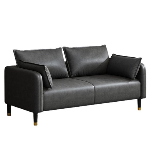 Faux Leather Sofa 31.49" High Square Arm Sofa with 2 Pillows