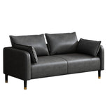 Faux Leather Sofa 31.49" High Square Arm Sofa with 2 Pillows