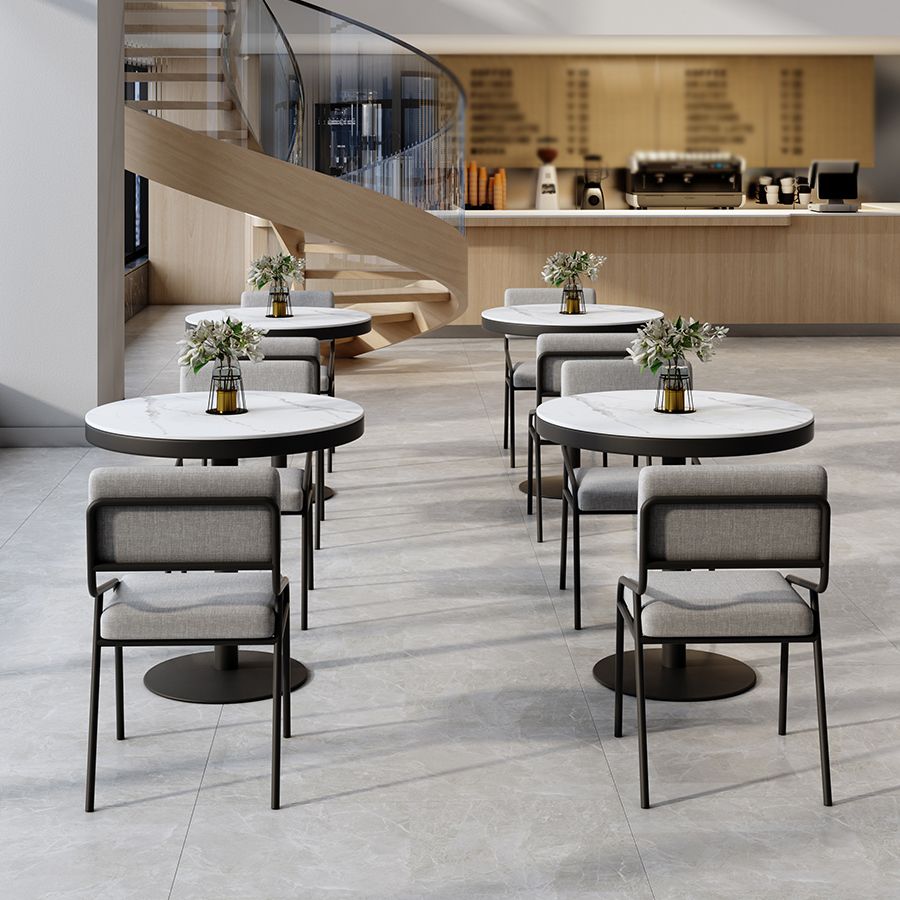Metalen moderne ronde eettafel Gesinterde stenen tafel voor eetkamer en keuken