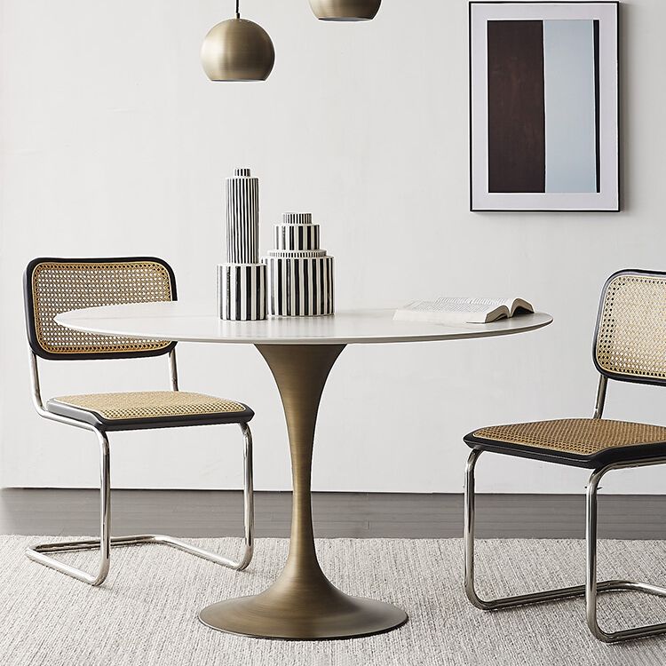 Round Tulip Base Dinette Table Traditional Luxury Dining Room Table for Home Clearhalo ' dining_table' 'Dining Tables & Seating' 'Dining Tables' 'furn' 'furn_dining_table' 'Furniture' 'furniture_dining_table' 'Kitchen & Dining Furniture' 'kitchen&dining_furn' 'kitchen' 'kitchen_dining_table' 1200x1200_4d27cba7-0ed2-443b-981c-64c88638bc8c