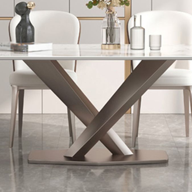 Designer Style Sintered Stone Top Dining Set 1/4/5/7 Pieces Dining Table with White Chairs Clearhalo 'Dining Room Sets' 'Dining Tables & Seating' 'dining_room_set' 'furn' 'furn_dining_room_set' 'Furniture' 'furniture_dining_room_set' 'Kitchen & Dining Furniture' 1200x1200_4d28e9cf-021a-48bf-8c06-6fab67d29316