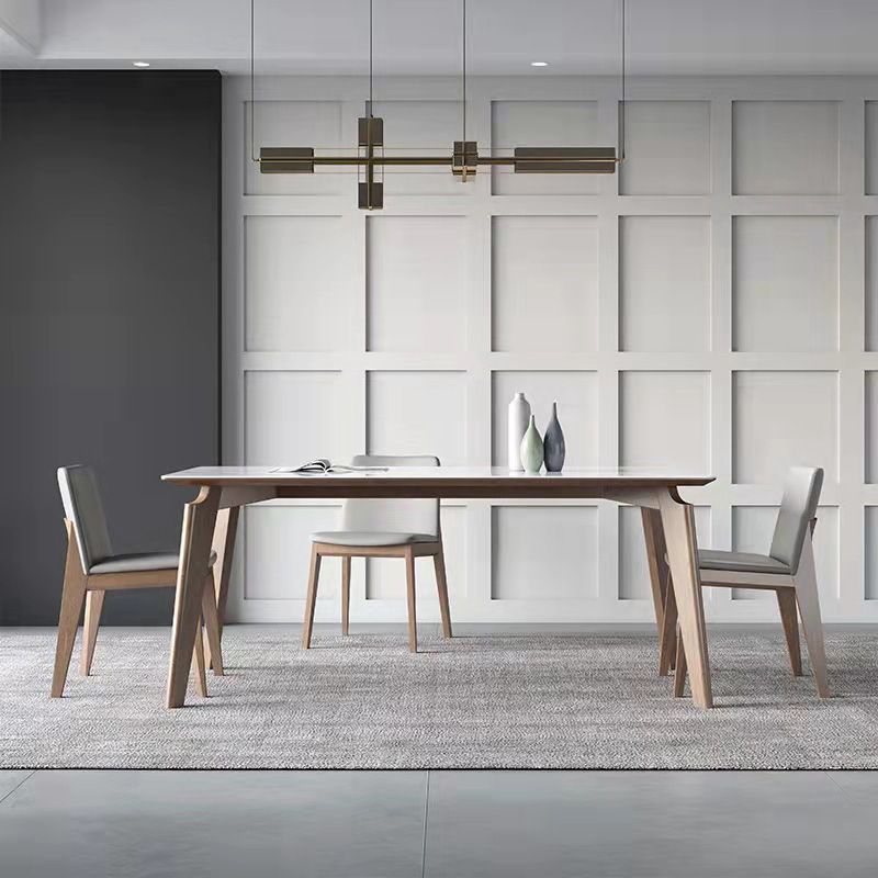 Witte rechthoek eettafel ingesteld 1/4/5 stuks houten dinette ingesteld voor thuis